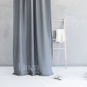 Extra Long Shower Curtain, Linen Shower Drape, Linen Curtain Panel with Waterproof Liner, Custom Shower Curtain, Wide Bathtub Curtain