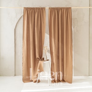 Rod Pocket Curtains | Linen Curtains Set Of 2 Panels | Living Room Curtains | Bedroom Curtains | Semi Sheer Linen Curtain |  Window Curtains