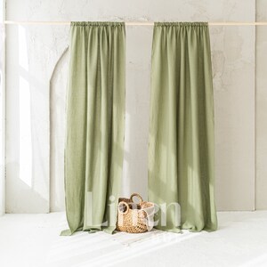 Semi Sheer Linen Curtains, Set Of 2 Curtain Panels, Rod Pocket Curtains, Extra Long Curtains, Bedroom Drapes, Custom Window Treatments