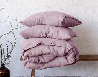 Juego de cama de lino, juego de funda nórdica con 2 fundas de almohada, ropa de cama de lino tamaño Queen, juego de cama King, ropa de cama personalizada, ropa de cama estilo granja