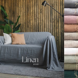 Linen couch cover, sofa slipcover, sofa seater slip cover, custom armchair cover, loose loveseat cover, linen sofa throw, sofa topper