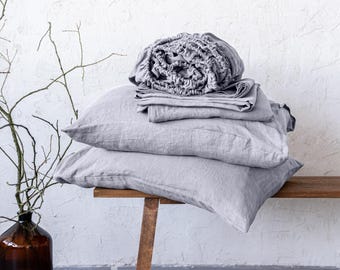 Linen Sheet Set, Linen Bed Sheets, Bed Sheet King, Bed Sheets Queen, Custom Bedding - Fitted Sheet, Flat Sheet, and 2 Pillowcases