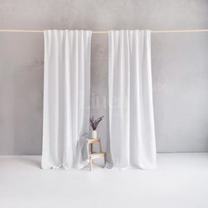 White linen blackout curtain, blackout drape, room darkening window curtain, long lined curtain drapery, custom curtain - 1 Panel