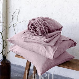 Linen Sheet Set - Linen Fitted Sheet, Linen Flat Sheet, and 2 Pillowcases, Bed Sheets, Bed Sheet King, Bed Sheets Queen, Custom Bedding