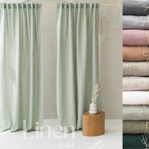 Semi Sheer Curtains, Linen Curtains, Set of 2 Drapes, Extra Long Curtains, Bedroom Curtains, Wide Curtains With Back Tabs, Custom Curtains