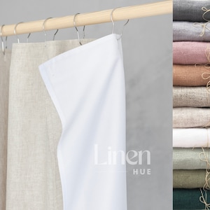 Linen Shower Curtain | Linen Shower Drape With Waterproof Lining | Custom Clawfoot Tub Curtain | Curtain For Shower