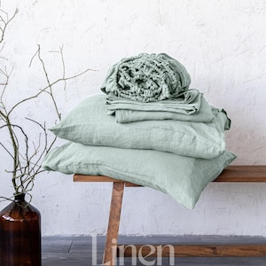 Linen Sheet Set, Linen Bedding, Bed Sheet King, Bed Sheets Queen, Custom Bedding - Linen Fitted Sheet, Linen Flat Sheet, and 2 Pillowcases