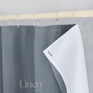 de douche en lin avec doublure imperméable | très long rideau de douche | Rideau de salle de bain | Rideau de baignoire personnalisé | Champ de douche