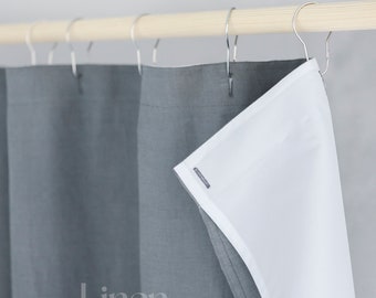 Linen Shower Curtain With Waterproof Liner | Long Douche Curtain | Bathroom Curtain | Custom Bathtub curtain