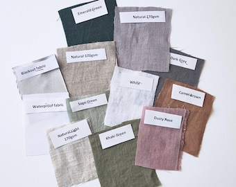 Muestras de tela de lino, juego de todos los colores, muestras de lino para cortinas de ducha, cortinas de dormitorio, manteles, fundas de sofá, regalos de lino, etc.