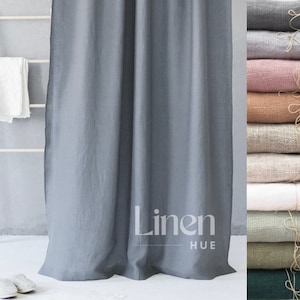 Linen Shower Curtain With Liner | Waterproof Curtain | Long Shower Drape | Linen Bathtub Curtain | Custom Curtain | Shower Stall Curtain