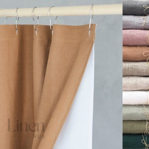 Waterproof linen shower curtain, bathroom curtain, long shower curtain, custom bathtub curtain with liner, linen fabric shower curtain