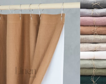 Cortina de ducha de lino impermeable, cortina de baño, cortina de ducha larga, cortina de bañera personalizada con forro, cortina de ducha de tela de lino