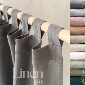 Tab Top Linen Curtain Panels 2 Pcs | Set of 2 Natural Linen Curtains For Living Room | Linen Bedroom Curtains | Tab Top Drapes