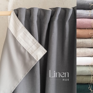 Blackout linen curtain, linen blackout drape, room darkening curtain, natural linen lined curtain, custom blackout curtain - 1 Panel