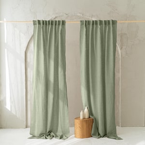 Linen Curtains Set of 2 panels, Semi Sheer Curtains with Back Tabs, Window Treatment for Bedroom Living Room, Linen Drapes, Custom Curtains