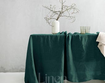 Rectangle Linen Tablecloth, Square Table Cloth, Stonewashed Linen Oval Table Cover, Custom Tablecloth