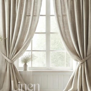 Semi Sheer Linen Curtains, Extra Long Curtains, Set Of 2 Drapes, Linen Curtain Panels, Farmhouse Curtains, Bedroom Curtains, Custom Curtains