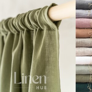 Linen Rod Pocket Curtains, Semi-Sheer Curtains, Extra Long Curtains, Set Of 2 Curtain Panels, Bedroom Drapes, Living Room Custom Curtains