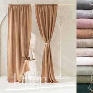 Linen Semi Sheer Curtains - Extra Long Curtains, Rod Pocket Curtains, Bedroom Drapes, Set of 2 Curtain Panels, Custom Curtains