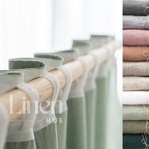 Linen Curtain Panels, Set Of 2 Semi Sheer Curtains With Back Tabs, Extra Long Linen Drapes, Wide Curtains, Window Treatments