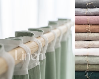 Linen Curtain Panels, Set Of 2 Semi Sheer Curtains With Back Tabs, Extra Long Linen Drapes, Wide Curtains, Window Treatments