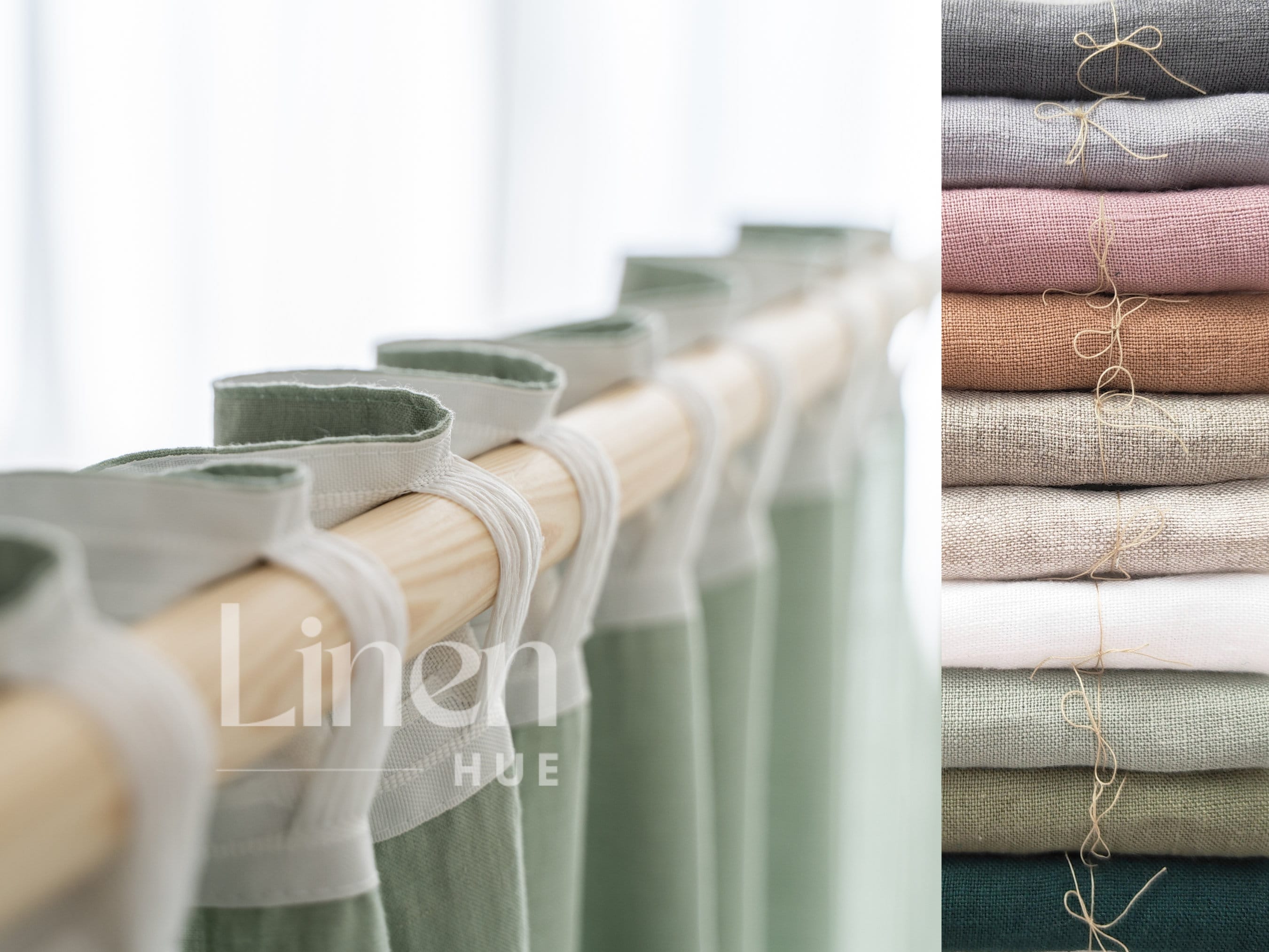 Linen Curtain Panels, Set Of 2 Semi Sheer Curtains With Back Tabs, Extra Long Linen Drapes, Wide Curtains, Window Treatments