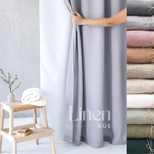 Linen shower curtain, shower drape with waterproof liner, linen bath curtain, bathroom curtain, custom shower stall curtain panel