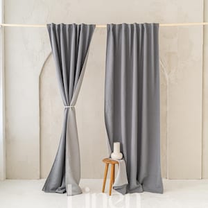 Linen blackout curtains for bedroom, room darkening curtains set of 2, extra wide blackout drapes, living room curtains, window treatments