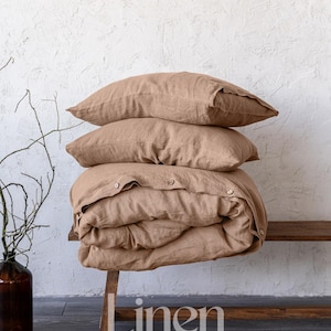 Linen Bedding Set, Duvet Cover Set with 2 Pillowcases, Linen Bed Set, Single, Double, King, Queen Bedding, Custom Bedding, Farmhouse Bedding