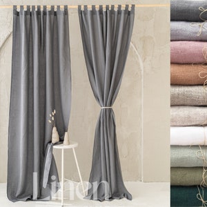 Tab Top Curtains, Linen Curtain Panels, Semi Sheer Curtains, Patio Door Drapes, Extra Long Curtains, Custom Curtains, Wide Curtain with Tabs