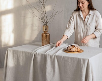 Linen Table Cloth in Various Colors, Custom Table Cover, Farmhouse Tablecloth