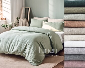Linen Bedding Set, Duvet Cover with 2 Pillow Covers, Washed Linen Bedding, Custom Organic Bedding, Duvet Cover Queen, Duvet Cover King