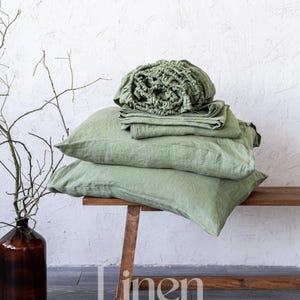 Linen Sheet Set- Fitted Sheet, Flat Sheet, and 2 Pillowcases, Linen Bed Sheets, Bed Sheet King, Bed Sheets Queen, Custom Bedding