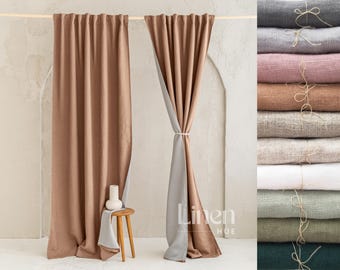 Room darkening curtain, linen blackout curtain, linen lined curtain, window drape, custom curtain blackout, bedroom curtain - 1 Panel