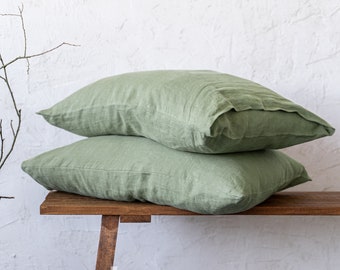 Bed Pillowcases Set of 2, Linen Pillow Sham Covers, Linen Throw Pillow Set, Standard Queen King Sizes, Linen Bedding, Custom Pillow Covers