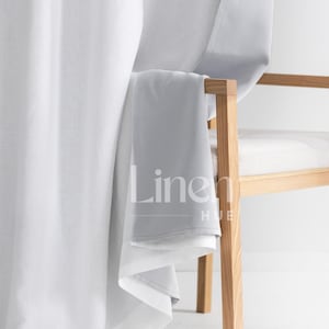 Blackout linen curtains set of 2 panels, White linen drapes with blackout lining, custom lined curtains, darkening bedroom curtain drapes