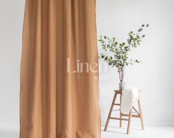 Linen Shower Curtain, Extra Long Shower Curtain, Waterproof Custom Bathroom Curtain with Buttonholes Top