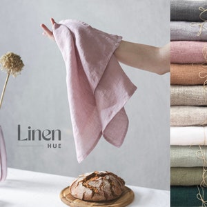 Linen Tea Towel Set - Stonewashed Linen Kitchen Dish Towels, Natural Linen Hand Towels for Dishwashing, Eco-Friendly Gift