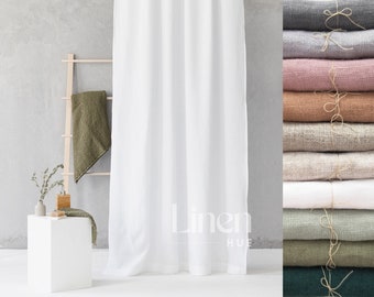 Curtain For Shower | Water Resistant Linen Shower Curtain | Natural Linen Douche Curtain With Liner | Linen Shower Curtain