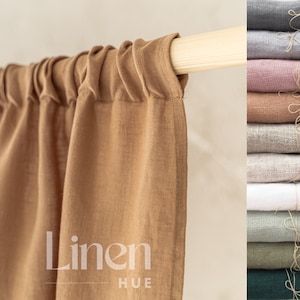 Linen Curtains with Rod Pocket | Linen Rod Pocket Curtains | Set Of 2 Linen Drapes | Rod Pocket Linen Curtain Panels | Window Treatments