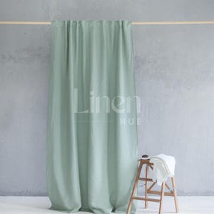 Waterproof Linen Shower Curtain With Back Tabs, Wide Clawfoot Tub Curtain, Long Shower Drape, Bath Curtain With Liner, Custom Curtain