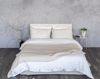 Linen Bedspread, Natural Linen Slipcover, Large Bed Top Sheet, Custom Bed Throw, Large Bed Cover, Stonewashed Linen Cover