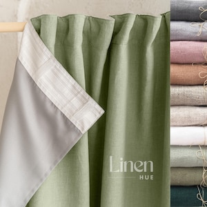 Blackout linen curtain, room darkening curtain, linen lined curtain, linen blackoutcurtain, large custom curtain black out - 1 Panel