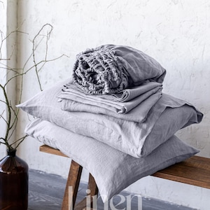 Linen Sheet Set, Linen Bed Sheets, Bed Sheet King, Bed Sheets Queen, Custom Bedding - Fitted Sheet, Flat Sheet, and 2 Pillowcases