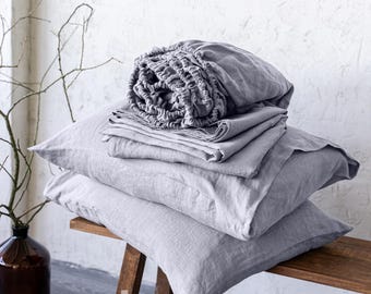 Linen Sheet Set, Linen Bed Sheets, Bed Sheet King, Bed Sheets Queen, Custom Bedding - Fitted Sheet, Flat Sheet, and 2 Pillowcases