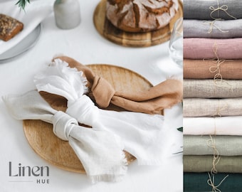 Linen Cloth Napkins Set, Fringed Napkins, Elegant and Eco-friendly, Perfect for Dining and Entertaining, Ideal Housewarming Gift