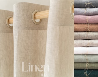 Natural Linen Grommet Curtains, Linen Curtain Panels Set of 2, Extra Long Panels for Window Treatments, Semi Sheer Curtains, Custom Drapes