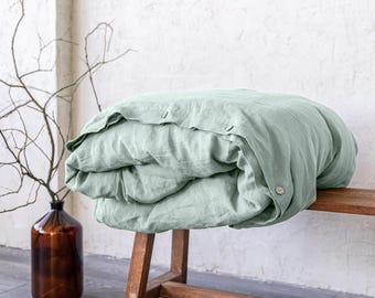 Linen duvet cover with coconut buttons, linen duvet cover Queen, duvet cover King, custom duvet cover, linen bedding, farmhouse bedding