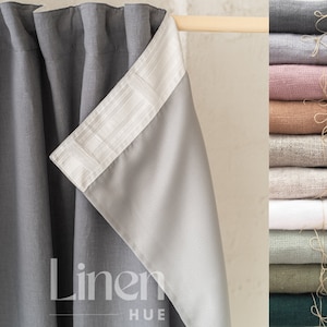 Blackout Curtains, Darkening Linen Drapes Set Of 2, Linen Curtain Panels, Bedroom Curtains, Custom Curtains, Back Tabs Window Drape